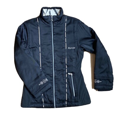 Sportalm Ski Snow Jacket Coat Black Stitched Embroidered Mock