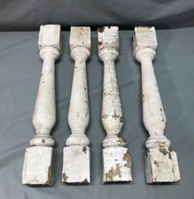 Set 4 VTG Shabby Wood Turned 3x20 Spindle Porch Balusters Table Legs Old 921-25B