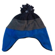 Children's Winter Hat Sailors Sea Beanie Boys Sz S / M Earflap Pom Stripe 4-7Y