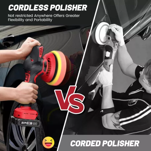 Cordless Buffer Polisher for Car 6 in 2pc 21V/2.0Ah Lithium Rechargeable Battery - Picture 5 of 9
