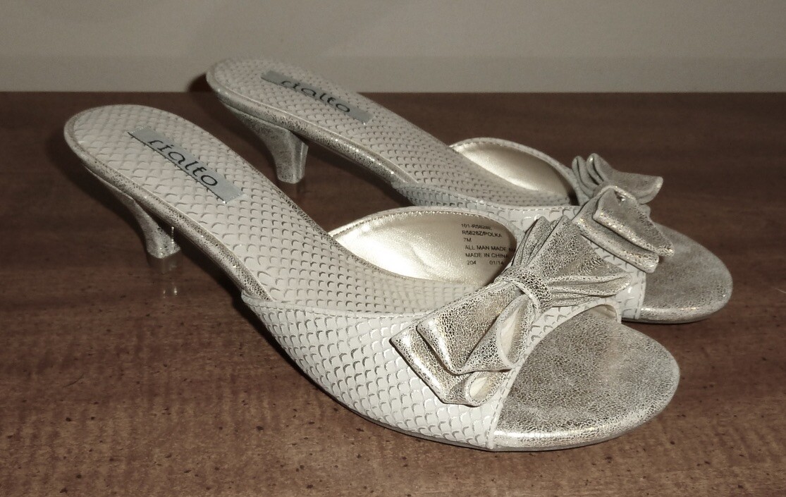 APL RIALTO *POLKA* SANDALI CON FIOCCO E TACCO A GATTINO GRIGIO TORTORA ARGENTO DONNA 7M