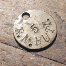 Unknown Antique Brass Tag R.N. Butt , Picker's Check , Tool check , Dog tag ??