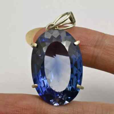 Natural 25 Ct Ceylon Blue Sapphire Oval Cut AGL Certified Gemstone Pendant