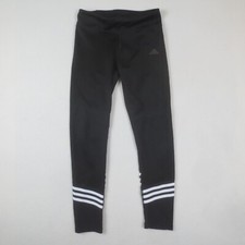 Adidas Leggings Womens Small Black 3 Stripe Standard19 Climalite 7/8 Running Gym