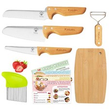 Kids Safe Knife Set for Real Cooking 11-Piece BPA-free Kids Cutting Board and...