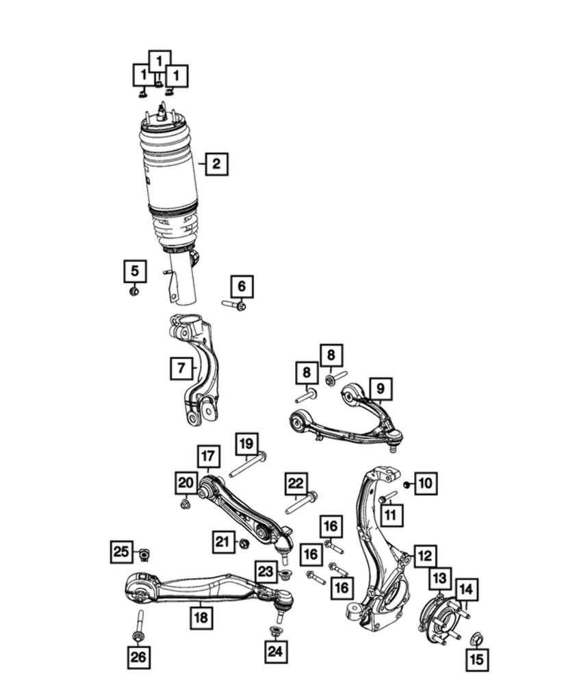 Mopar 2021-2023 Jeep Upper Control Arm Left Side Part# 68375789AC  