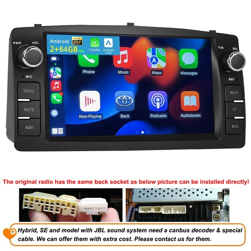 For Toyota Corolla 2003-2008 Carplay Android 15 Car Stereo Radio GPS Navi 2+64GB - Picture 2 of 21