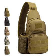 Tactical Sling Crossbody Backpack with Water Bottle Holder Military Chest Bags