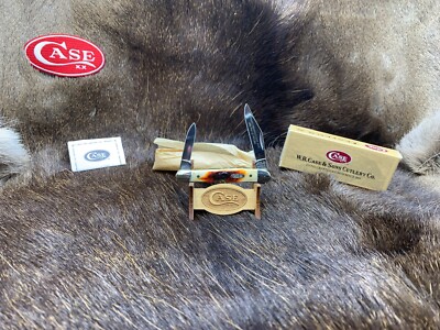 1996 Case R5208 SS Half Whittler  Knife With Red Stag Handles Mint In Box P413