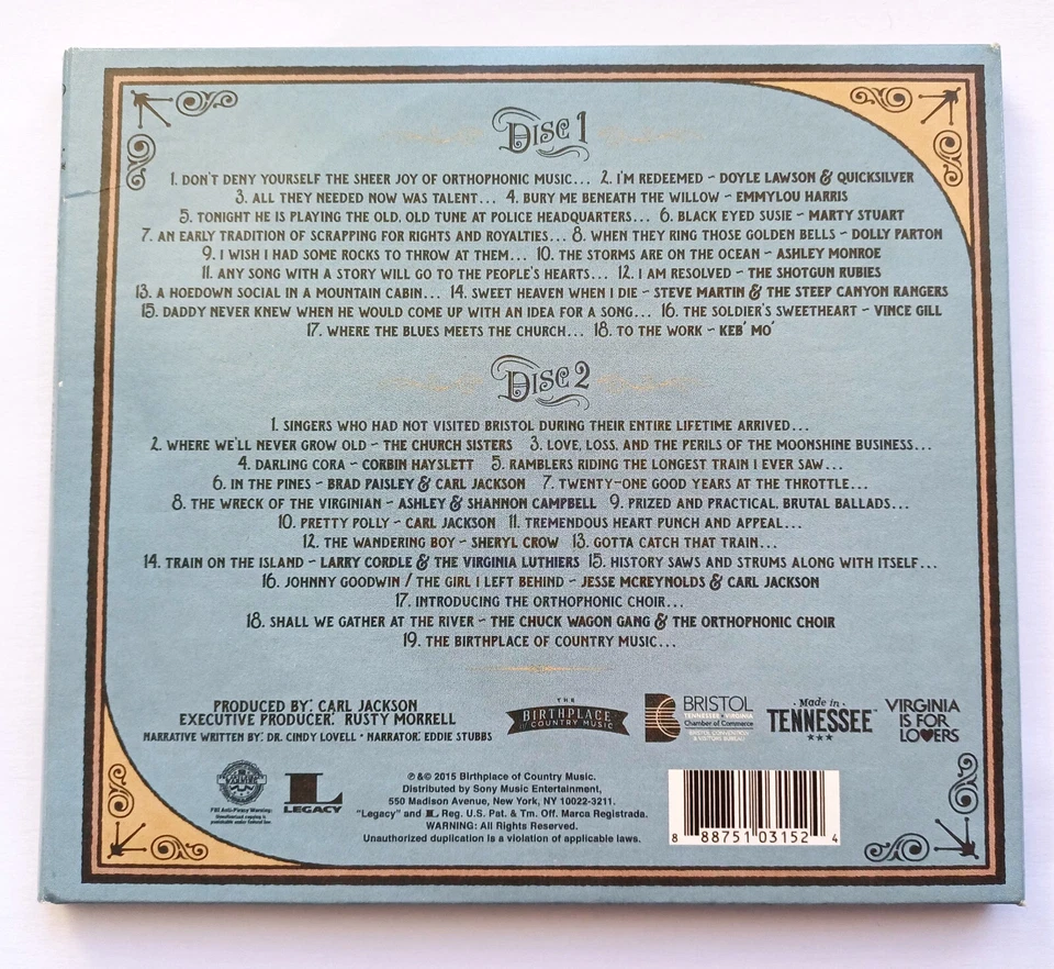Orthophonic Joy 1927 Bristol Sessions Revisited Gate Fold 2 CD Country Music Set - Image 3 of 4