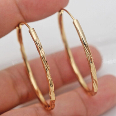 18k Yellow Gold Plated Hoop Earrings For Women - Clip-On Style, Perfect For Weddings & Engagement