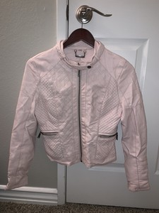 jaqueta de couro rosa bebe