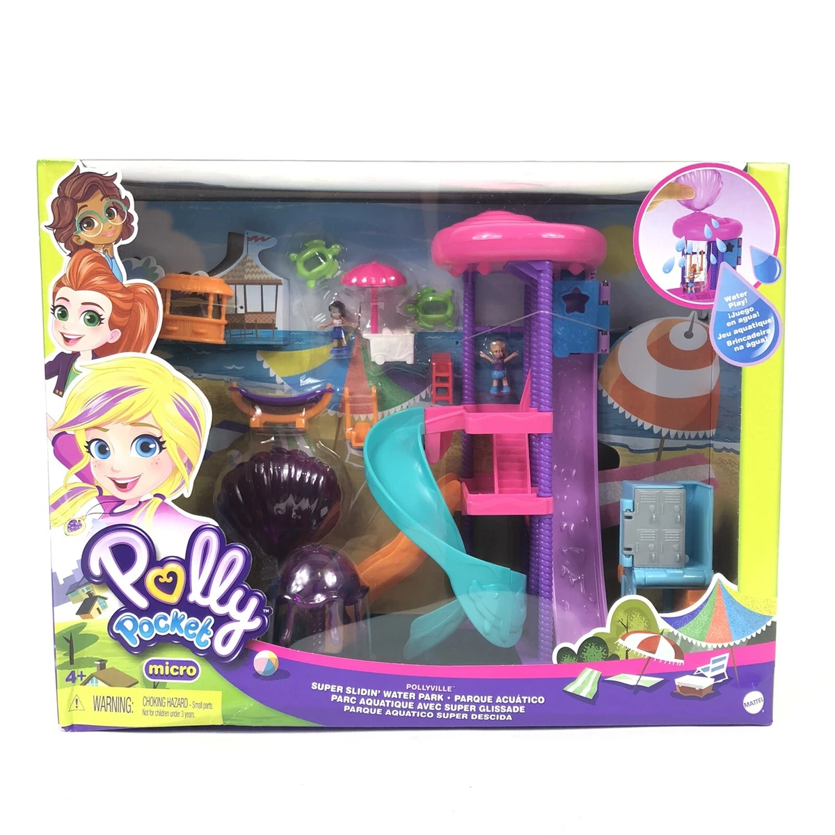 Polly Pocket Pollyville Super Slidin Sliding Water Park Micro Play Set