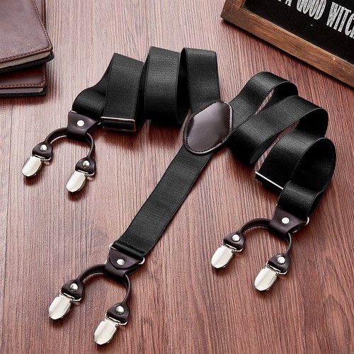 "Buyless Fashion Satin Twill Formal Men Suspender - 48" 6 Clip Y Back - 1 1/4 - Picture 5 of 49