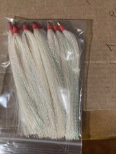 30 Ea. White 4 Inch Flounder Fluke Bass Bucktail Teaser Skirt Lure Tag Fishing