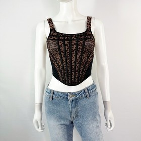 Fredericks of Hollywood ALANZA Leopard Print Corset Top Size S Sexy Clubwear