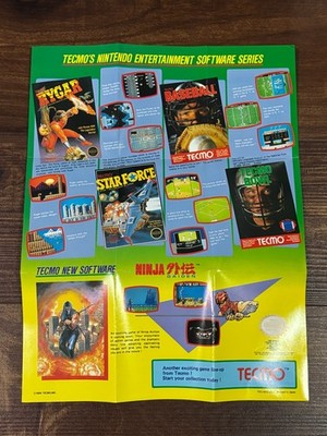 Tecmo 1989 TEC-NES-US-1 Ninja Gaiden Rygar Poste Insert Nintendo NES Manual Only