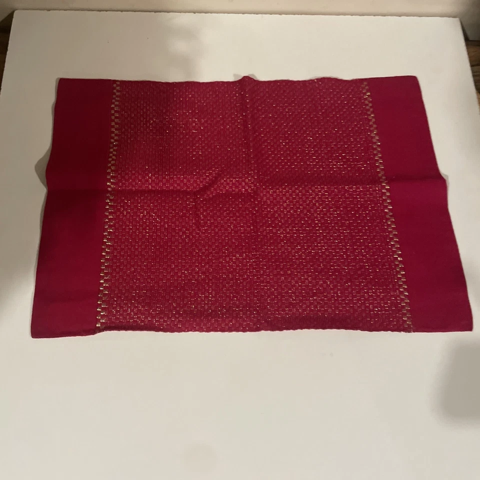 Juego de 6/6 servilletas y manteles individuales elegantes tela arándano rojo y dorado cena Foto 4 de 4
