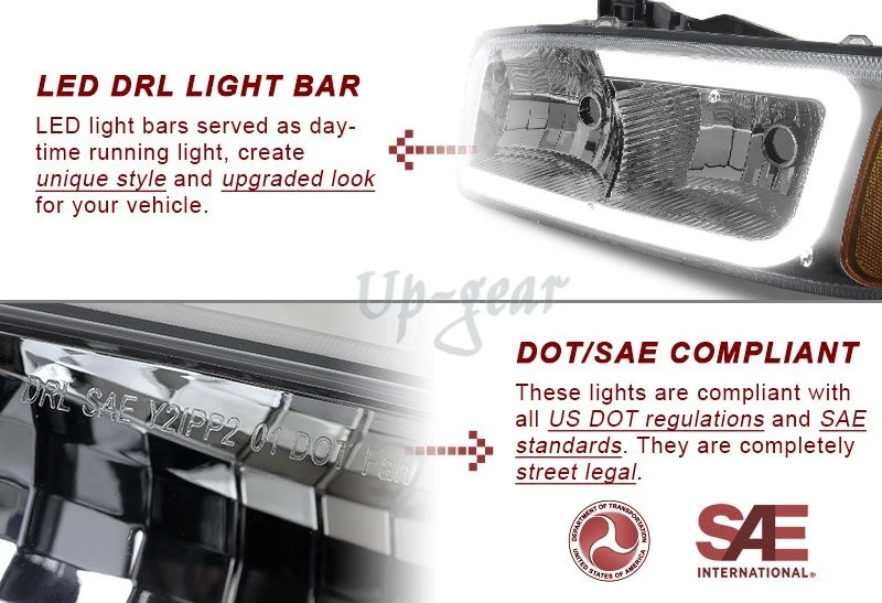 Faros LED ámbar humo + parachoques 4 piezas para GMC Sierra 1500 2500 G2 DRL 1999-2006 Foto 2 de 4