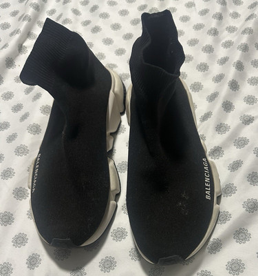 Balenciaga Speed Trainer Slip-On Sock Sneaker Black White Mid Top Rubber