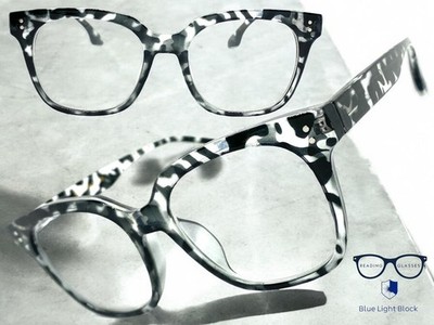 Oversize Vintage Retro READING EYE GLASSES READERS Big Gray Tortoise Frame +2.25