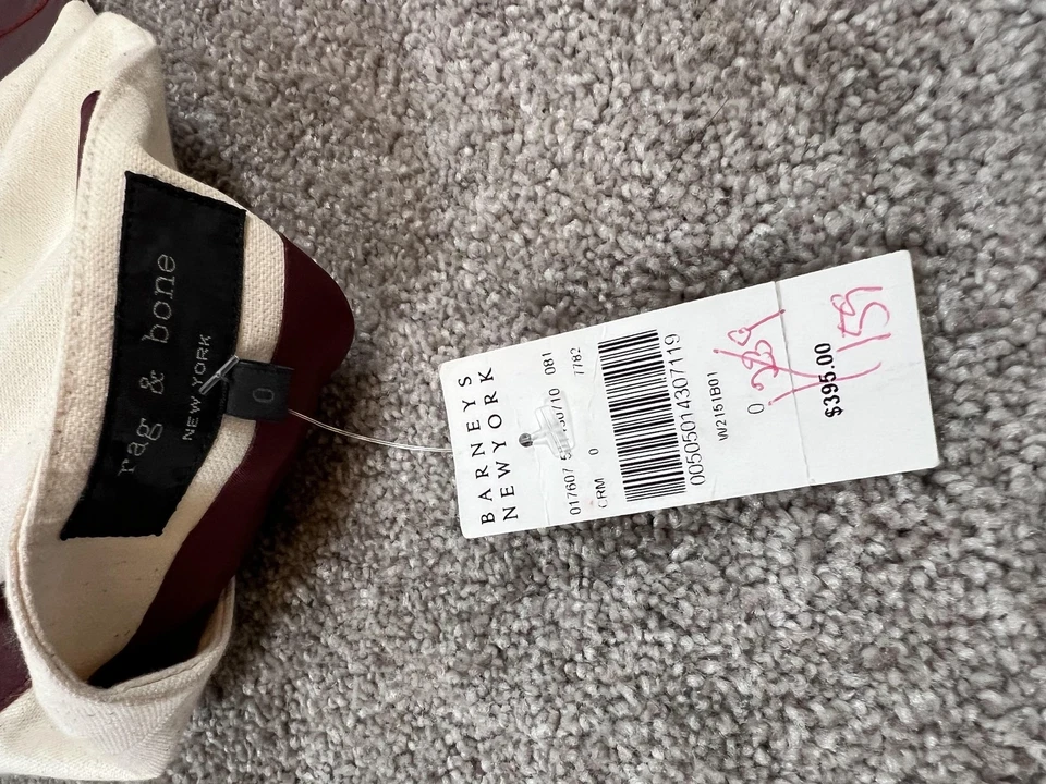 Rag & Bone Skirt Womens 0 Cream Burgundy Mini Zip Detail Patchwork Barneys NWT - Image 4 of 4