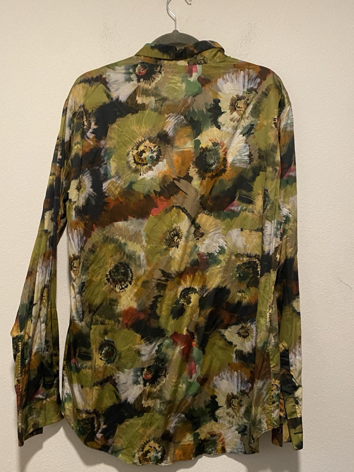 Camicia manica lunga UOMO SAINT LAURENT 100% cotone DAVI PARIS TONO TERRA stampa 2XL