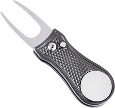 Golf Divot Repair Tool, All Metal Foldable Divot Tool with Pop-Up Button  Magne