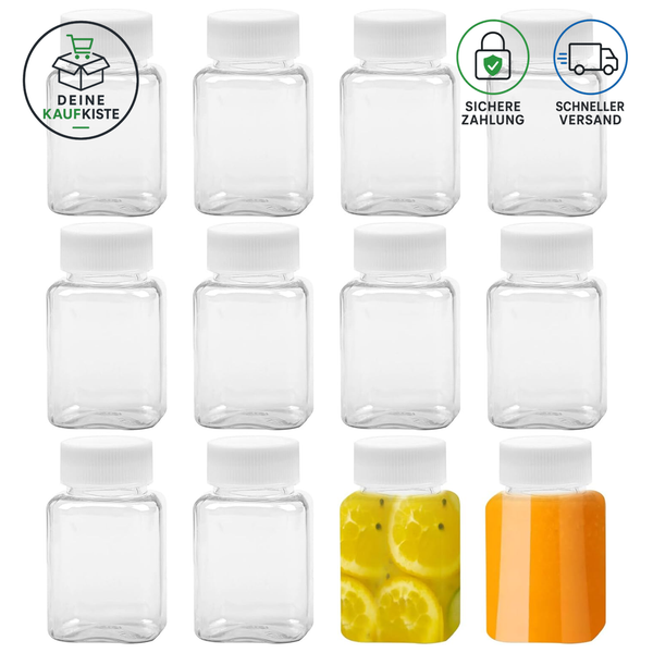 Plastikflaschen 100Ml Leere Kunststoffflaschen Mit Deckel 12 Stk FüR Saft Wasser-image