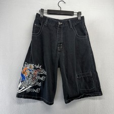 Vintage No Boudnaries Shorts Boys 16 Black Embroidered Hip Hop Baggy Skater y2k
