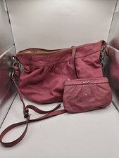 Coach F13732 Soho Pink Pleated Leather Shoulder Bag Matching Pouch Y2K