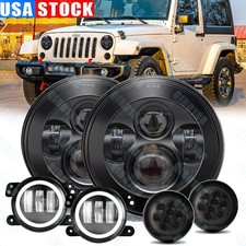 2007-17 For Jeep Wrangler Jk Dot 7 Led Headlights Fog Lights Turn Lights Combo
