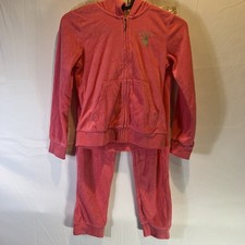 New Girls Pink Juicy Couture Size 7 velour zip-up jacket  Pants Set Sweat Suit