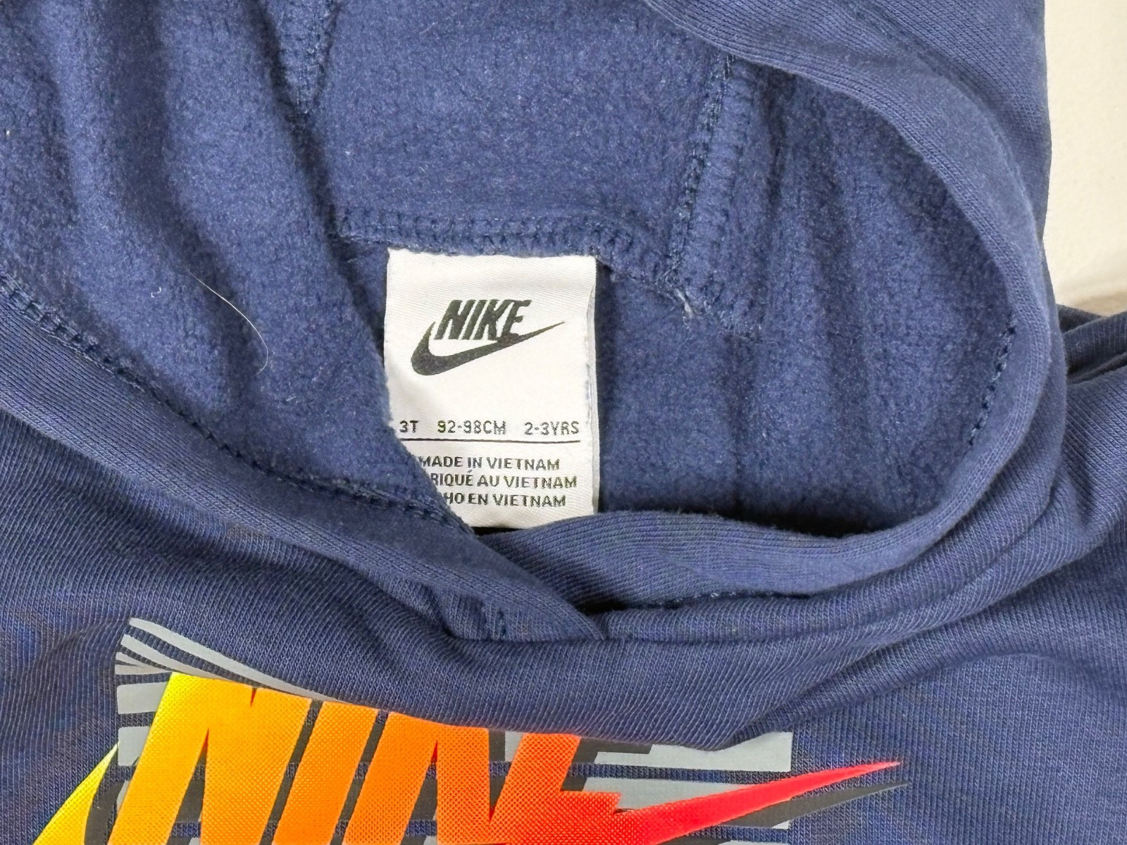 Nike hoodie Toddler 3T Navy fleece Graphic Print Swoosh pullover soft sweatshirt image 3