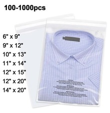 100-1000 Clear Poly Bags with Suffocation Warning Self Seal Clothing Packing Bag