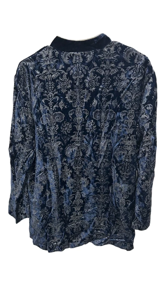 Chaqueta Periphery Neiman Marcus Terciopelo Brocado Azul Talla Mediana Gótica Steampunk Foto 2 de 4