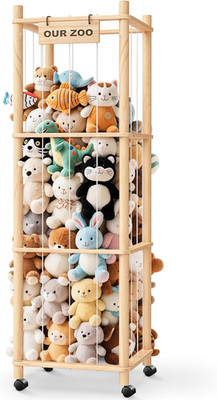 Stuffed Animal Zoo Organizer with Wheels   Extra Large Plush Storage Cage, Stuff