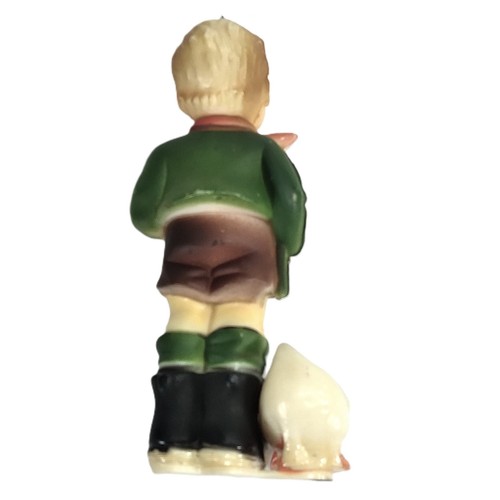 Christmas Ornament or Christmas Village Figure Boy in Lederhosen w Duck Plastic - Picture 2 of 7
