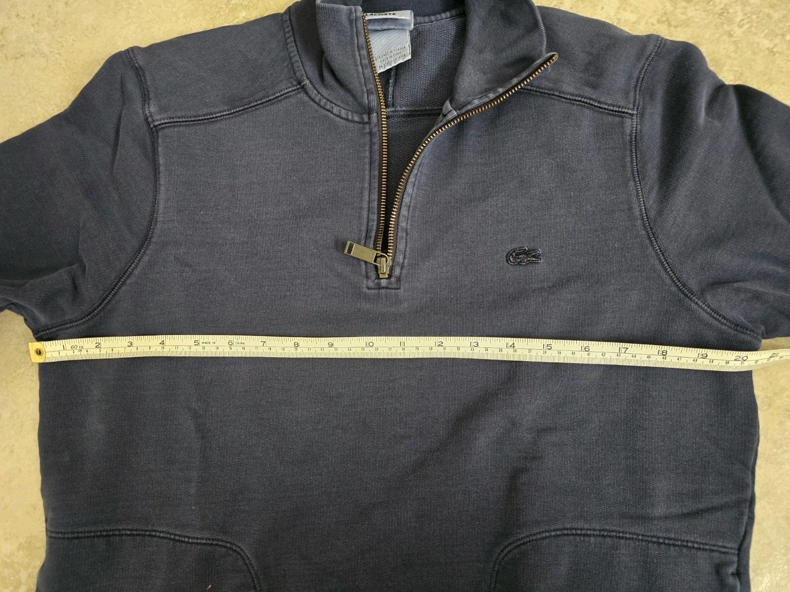 Lacoste Navy Blue Mens Zip Neck Pullover Sweatshirt  Vintage Wash thumbnail 8