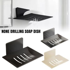 Soap Dish Wall Mounted Soap Holder Stainless Steel Rack Bathroom Self-Adhesive