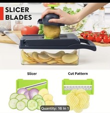 Multi-Functional Vegetable Chopper Dicer w/ Container Green/Black