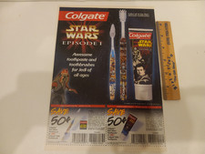 Colgate Star Wars Episode 1 Character Toothpaste  Toothbrush Ad Circular 1999