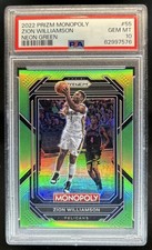 2022-23 Panini Prizm Monopoly Zion Williamson Neon Green #/10 Pelicans PSA 10
