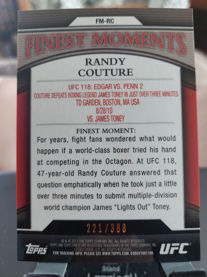 Randy Couture #FM-RC Finest Moments 2011 Topps UFC Finest X-Refractor #221/388 - Image 2 of 2