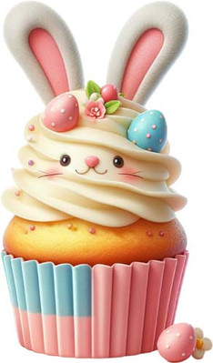 Osterhase Cup Cake Wandbild Schlafzimmer Laptop Dekor Vinyl Aufkleber Abziehbild 6 Größen