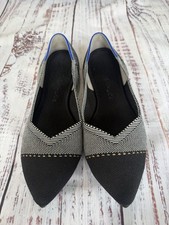Rothy  s Black White Pointed Toe Shoes Loafer Flats Slip On Women  s Size 8.5 Vgc
