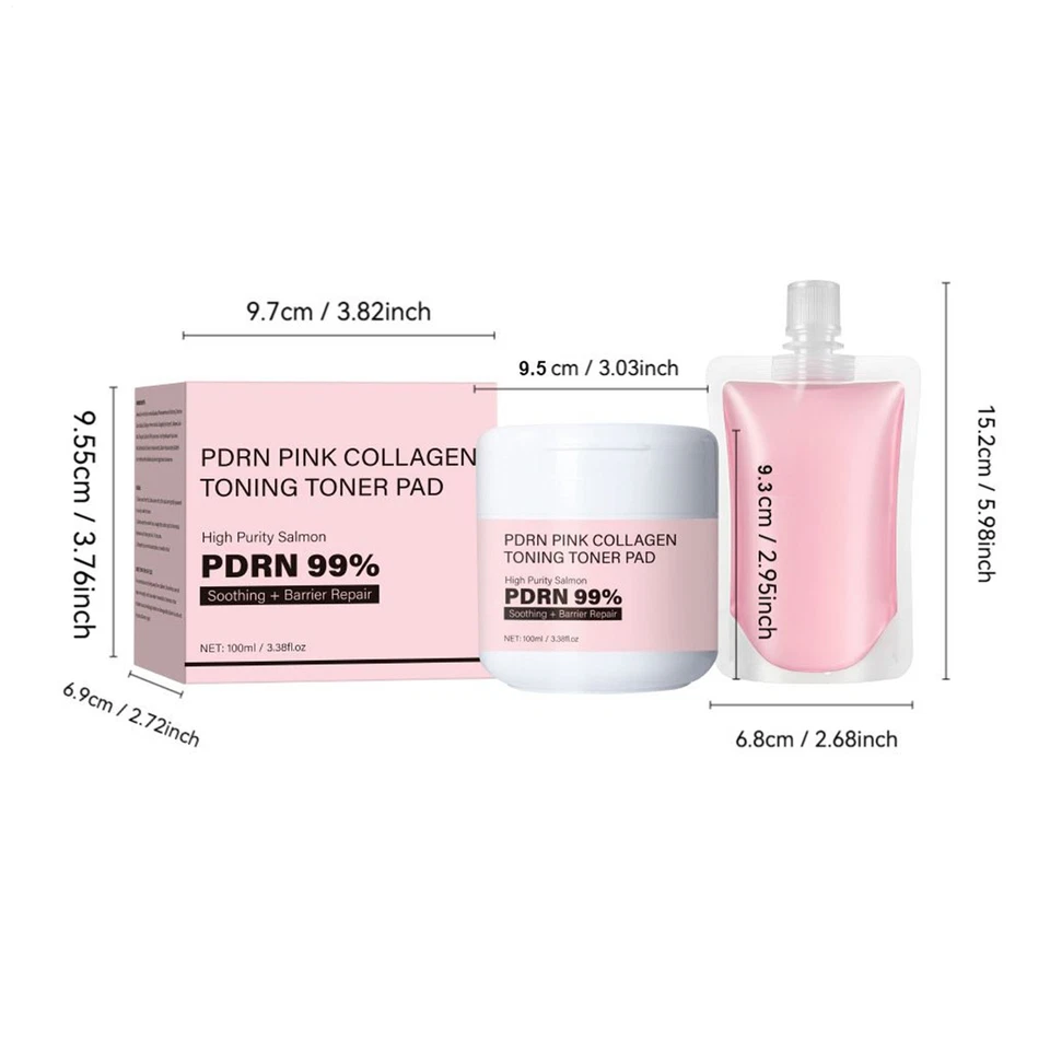 Almohadilla tónica gel tonificante de colágeno rosa PDRN 99 % mascarilla facial para piel de mujer 100 ml Foto 2 de 4