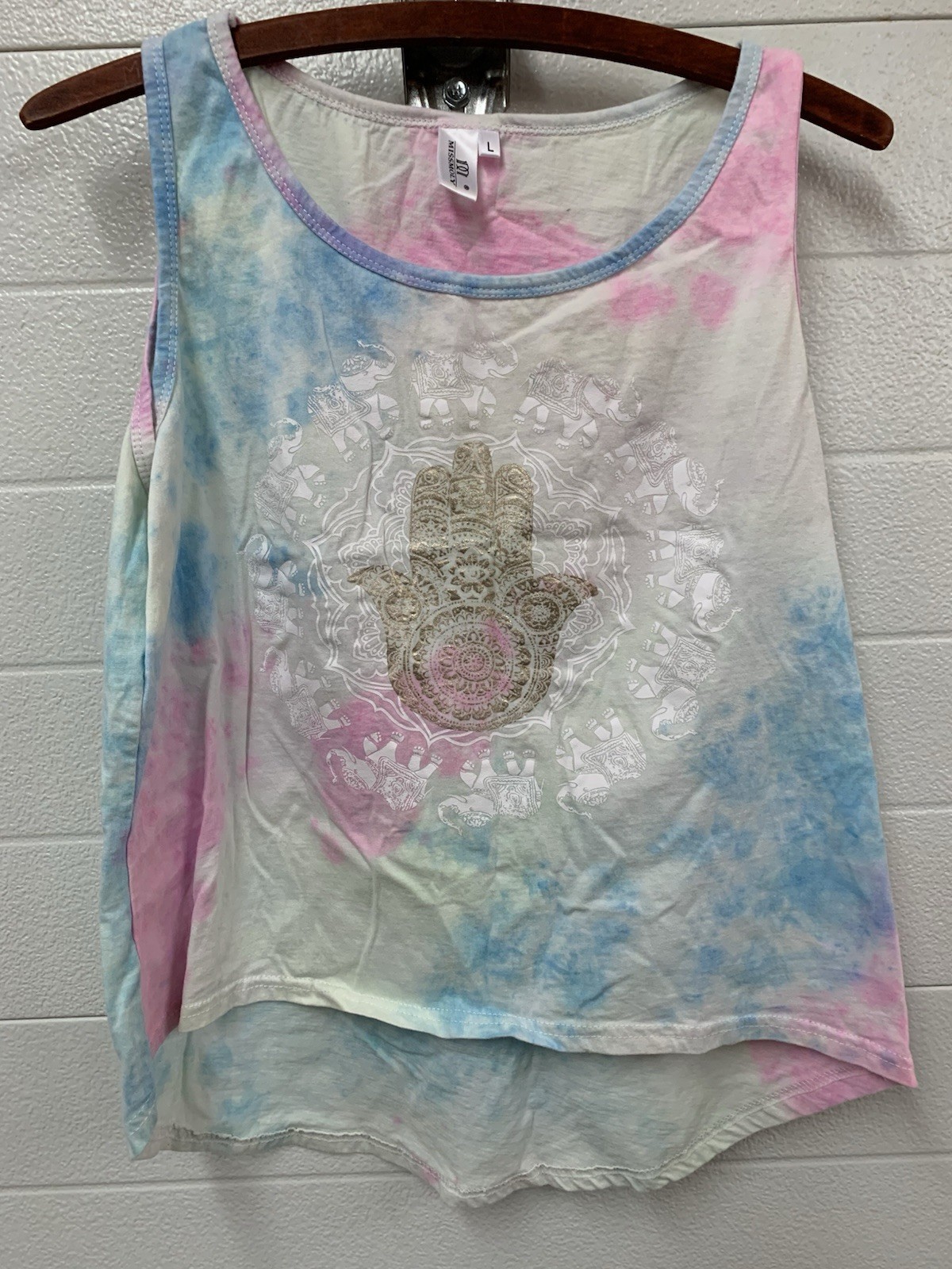 Miss Molly Women’s Hamsa Rhinoceros Open Hand  Tank Top Cotton Candy Tie Dye image 2
