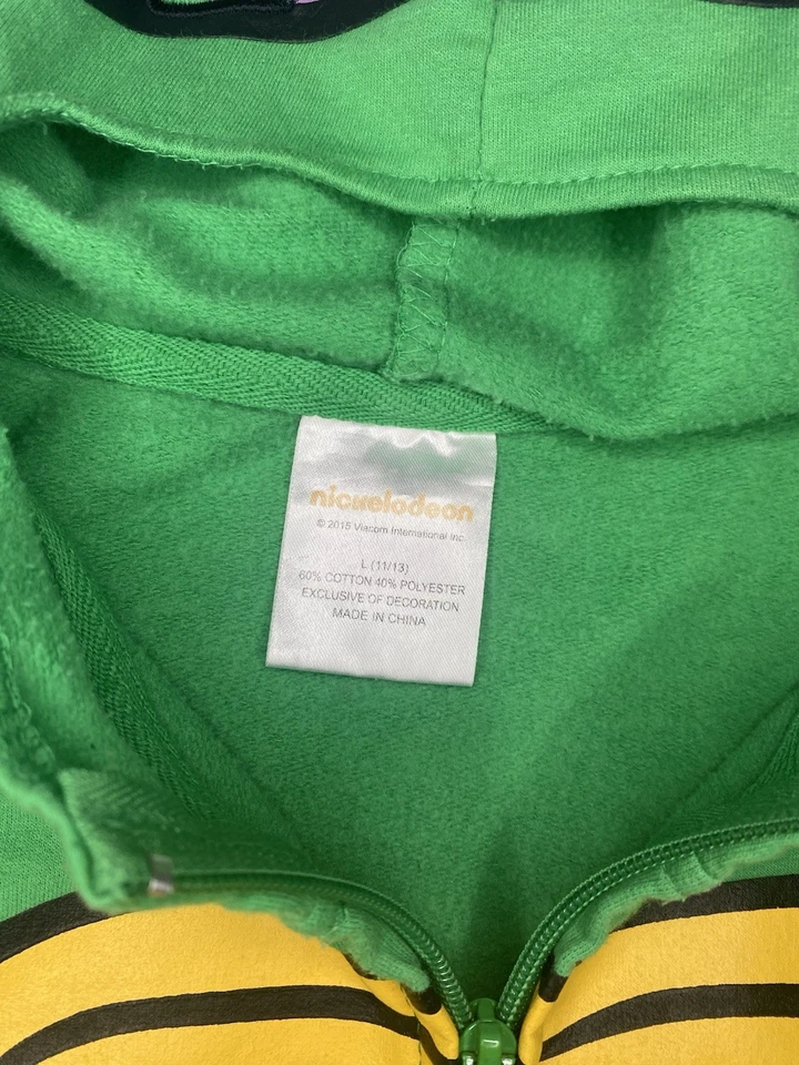Chaqueta con Capucha Verde Tortugas Ninja Nickelodeon Para Hombre Talla L 11/13 Máscara Donatello Foto 2 de 4
