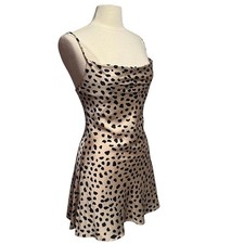 Lovers + Friends Claire Satin Sleeveless Leopard Print Mini Dress Small NWOT